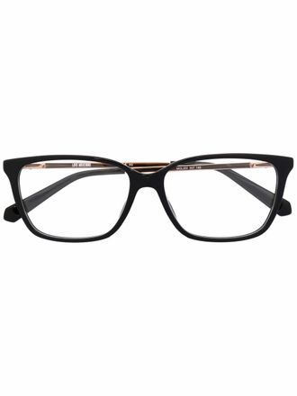 Love Moschino logo-engraved rectangle glasses - women - Acetate/Metal (Other) - 52 - Black
