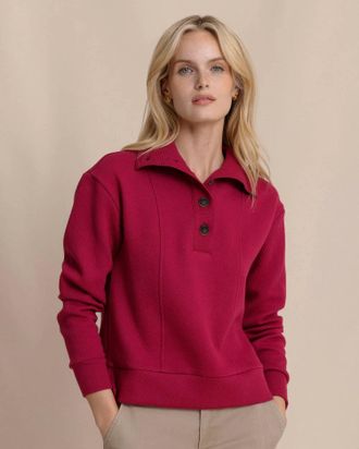 Southern Tide Tonya Button Mock Pullover In Carolina Plum
