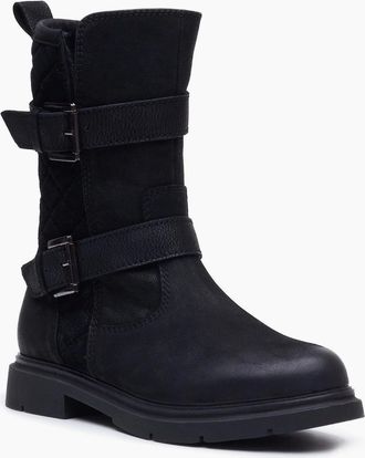 Hush Puppies Womens Hush Puppies Celine Buckle Leather Womens BLACK Boots - Size: 8