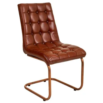 Wanderlust Deco Wanderlust Deco - Silla De Metal Y Piel Marr&oacute;n 46x46x93