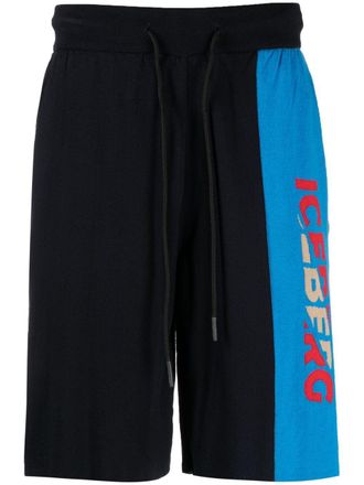 Iceberg logo knit track shorts - men - Cotton/Polyamide/Spandex/Elastane - S - Blue