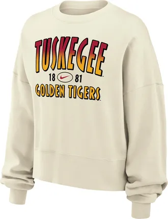 Nike Womens College (Tuskegee University) Phoenix Fleece Crewneck Sweatshirt in White | W33302TUSU26-SAI