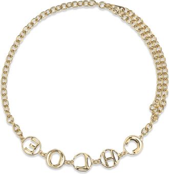 Chlo&eacute; Womens Script Jewel Belt Vintage Gold Brass E Braces