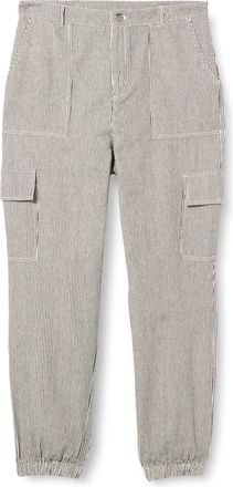 Kaffe Womens Womens Cargo Pants Striped Casual Fit Regular Waistband Elastic Cuffs Pants, Black/White Stripe