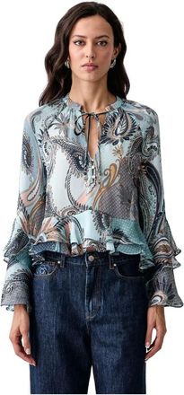Guess Nicole Blouse - Dames - Blouses & Shirts - Blauw - Maat: M Poliester