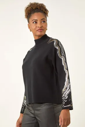 Roman Wave Sleeve Knit Jumper