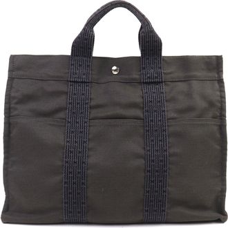 Herm&egrave;s Her Line Gray Polyester Polyamide Tote Bag (Pre-Owned)