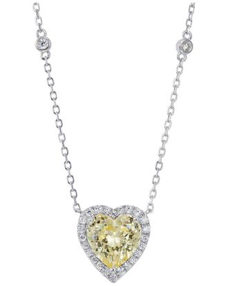 Savvy Cie Jewels Silver Cz Heart Pendant Necklace