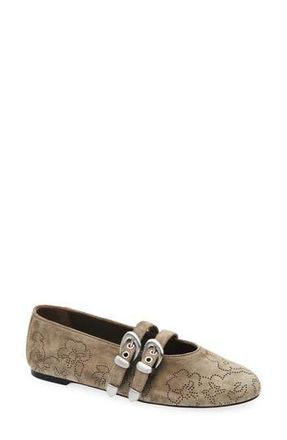 Stuart Weitzman Maven Mary Jane Flat in Smokey Taupe at Nordstrom Rack, Size 8.5