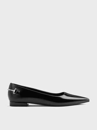 Charles & Keith Erinna Metallic-Accent Pointed-Toe Flats