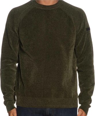 Roberto Ricci Design Gebreide Velvet Ronde Trui - Heren - Ronde hals truien - Groen - XL - Polyester - Truien & Vesten