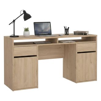 Dmora Escritorio Dina, Escritorio Multiusos, Mesa De Oficina Para Pc, El Plan De Trabajo, 149x48 H77 Cm, Roble - Dmora