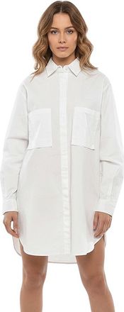 Diesel White Solid Shirt Collar Mini Dress