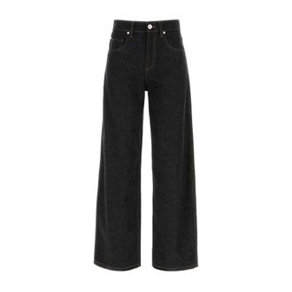 Brunello Cucinelli Brunello Cucinelli, Wide Jeans, female, Black, Size: M Loose Barrel Trousers