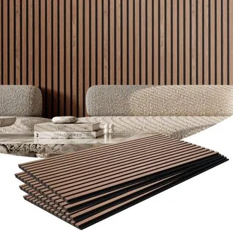 OEM Paneles Ac&uacute;sticos 1200x600 Mm Paneles De Pared De Madera Decorativa Mdf Para Decoraci&oacute;n De Paredes Interiores Paneles De Pared De Madera Sint&eacute;tica Par