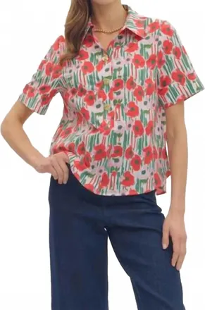 Entro Kittridge Floral Blouse In Red