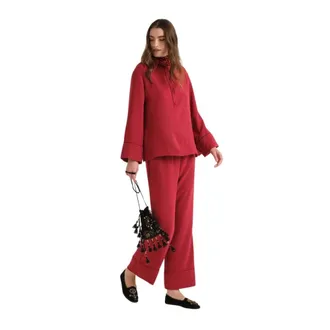 Maliparmi Maliparmi, Broeken, Dames, Rood, 2Xl, Polyester, Sabl&eacute; Crepe Broek
