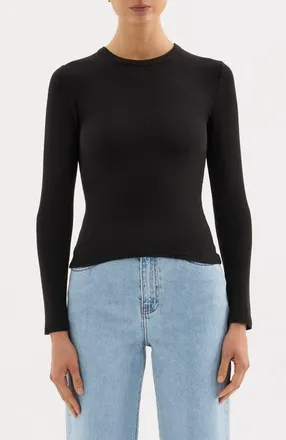 Nude Lucy Rib Ls Tee in Black at Nordstrom, Size X-Small