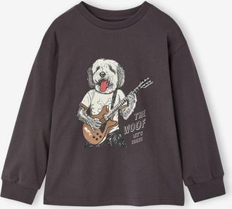 Vertbaudet Jungen Langarmshirt mit Print schiefergrau