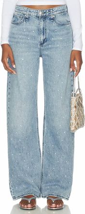 Rag & Bone Featherweight Logan Embellished Wide Jeans In Margo Jewel