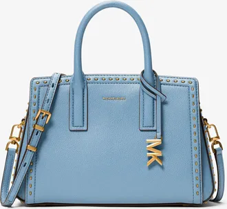 Michael Kors Laila Small Studded Leather Satchel