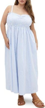 City Chic Vacation Stripe Sleeveless Maxi Dress in Blue Stripe at Nordstrom Rack, Size Xs/14W
