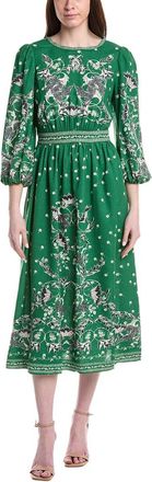 Max Studio Puff Sleeve Linen-Blend Maxi Dress