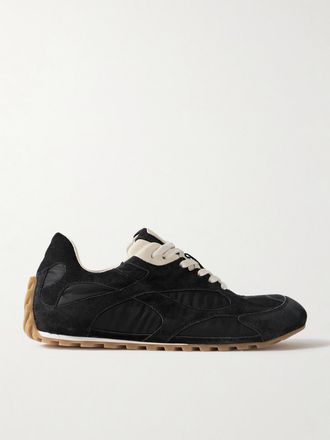 Bottega Veneta Sneakers In Camoscio E Shell Con Finiture In Pelle Orbit - Nero