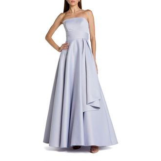 Mac Duggal Satin Strapless A Line Ballgown in Periwinkle at Nordstrom, Size 10