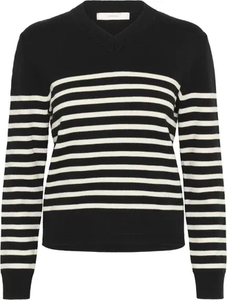 Inwear Klassieke V-hals Pullover Zwart/Wit - Dames - Truien - Zwart - Maat: XS Katoen