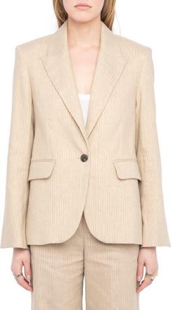 Zadig&Voltaire Vavy Tailleur Pinstripe Blazer in Cookie at Nordstrom, Size 10 Us