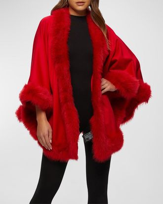 Gorski Cashmere Capelet with Lamb Shearling Trim