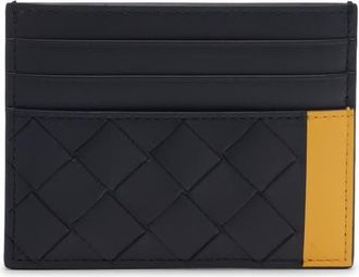 Bottega Veneta Intrecciato Leather Card Holder in 4112 Midnight-Taxi at Nordstrom