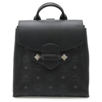 MCM Visetos Logo Backpack Coated Canvas Leather