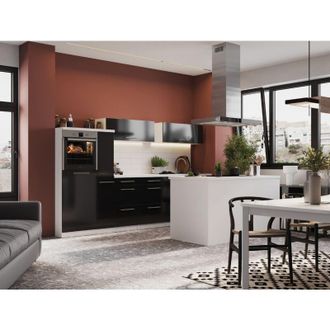 Respekta Cucina Angolo cottura Cucina ad isola Bianco Nero Amanda 310 cm Respecta Premium