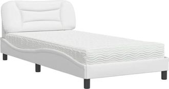 vidaXL Cama Con Colch&oacute;n Cuero Sint&eacute;tico Blanco 100x200 Cm Vidaxl