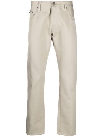 Off-white logo-print straight-leg jeans - men - Cotton/Cotton - 31 - Neutrals