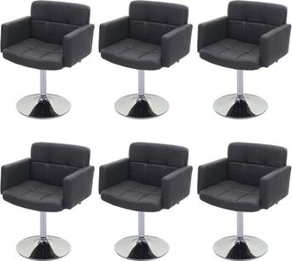 Hhg Hhg - Lote De 6 Sillas De Comedor Orlando, Silla De Cocina Silla Giratoria, Imitaci&oacute;n De Cuero Cromado Mvg-certificado, Gris