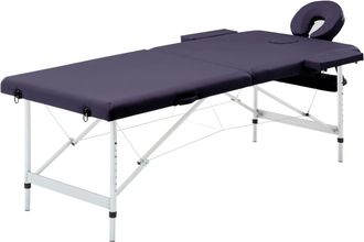 vidaXL Camilla De Masaje Plegable Camilla De Masaje Banco Sof&aacute; Port&aacute;til Terapia Cosm&eacute;tica Profesional Shiatsu Reiki 2 Zonas Aluminio Morado 020001810
