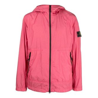 Stone Island Waffen Patch Nylon Hooded Zip-up Jacket Pink 781540522-V0087