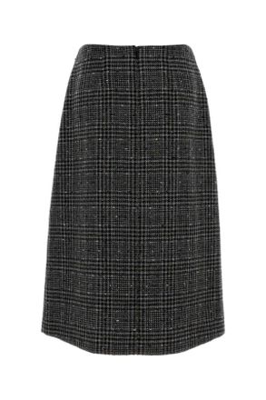 Fendi Womens Embroidered Tweed Skirt Tobacco-25 Gonne