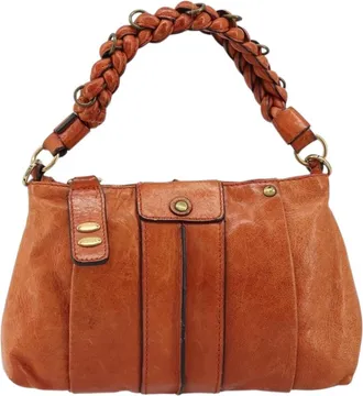 Chlo&eacute; Heloise Zip Tote Leather Orange Leather Handbag (Pre-Owned)