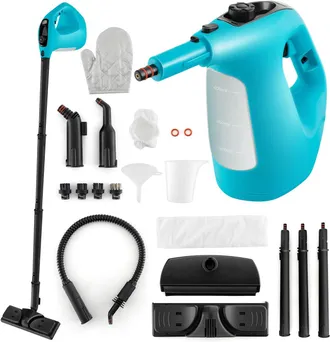 Costway Costway - 1500w Pulitore A Vapore Portatile, Macchina A Vapore Con Serbatoio DAcqua Da 400 Ml Blocco Per Bambini E Kit Di Accessori Da 14 Pezzi, 33x13