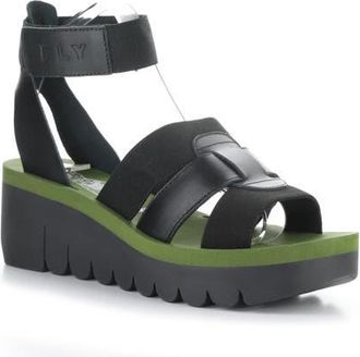 FLY London Yory Ankle Strap Sandal in Black at Nordstrom, Size 10-10.5Us