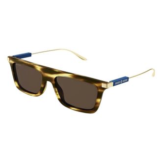 Gucci Rechthoekige zonnebril - Heren - Zonnebrillen - Bruin - 55 MM - Leer - Accessoires