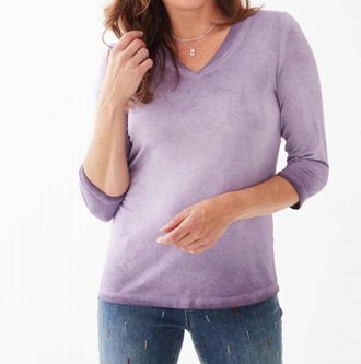 FDJ Obelia Garment Dyed V-Neck Top In Orchid