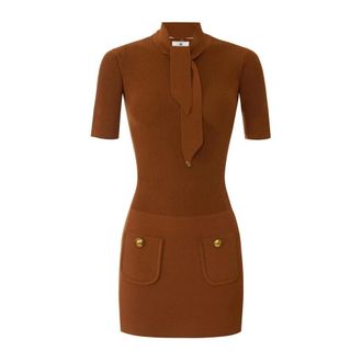 Elisabetta Franchi Dames, Jurken, Bruin, Maat: XS Viscose