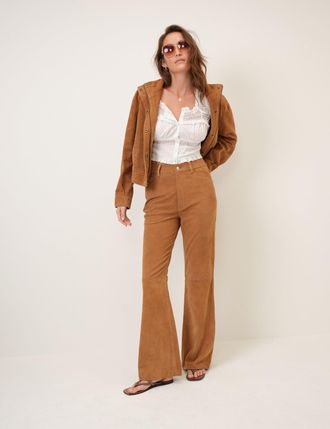 Nobody's Child Brown Suede Flare Trousers