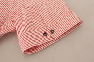 Dolce & Gabbana Red White Striped Cotton Short Sleeve Mens Shirt