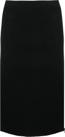 Tom Ford Zipped Ribbed Silk Skirt - Dames - Midirokken - Zwart - S - Polyester - Rokken